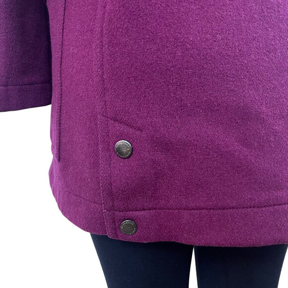 Women’s Magenta Plaid Wool Toggle Coat Hooded Classic Winter Size 8 - Picture 10 of 14